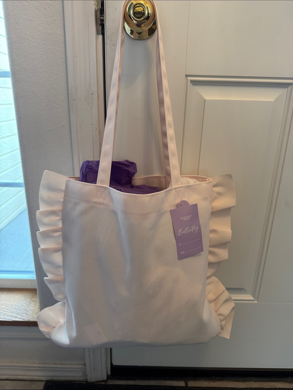 Bath & Body Works Butterfly Pale Pink Ruffle MYSTERY BOX Tote Bag NWT